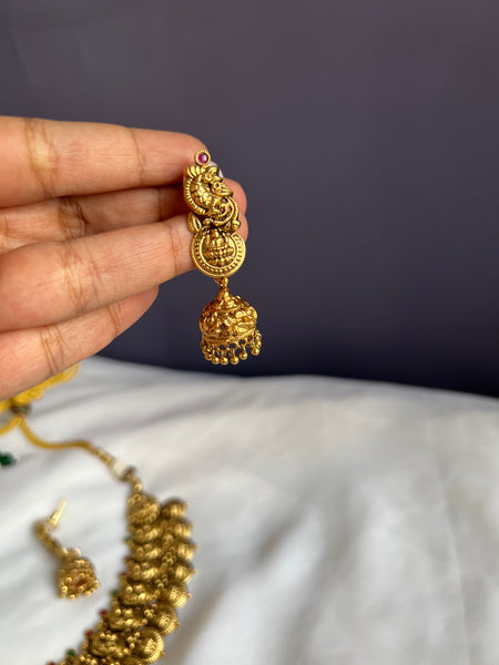 Lakshmi peacock Nagas necklace with jhumkas