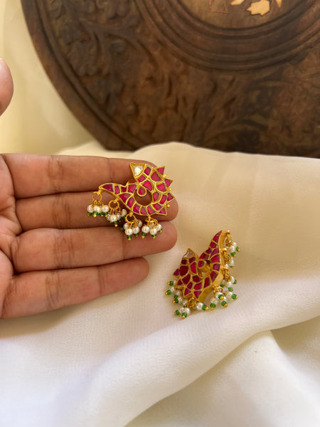 Ruby Kundan Madhubani studs