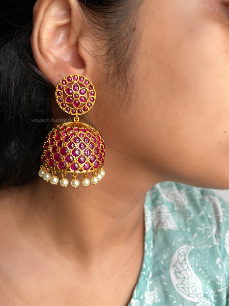 Jumbo kemp Jhumkas-  4 Colors