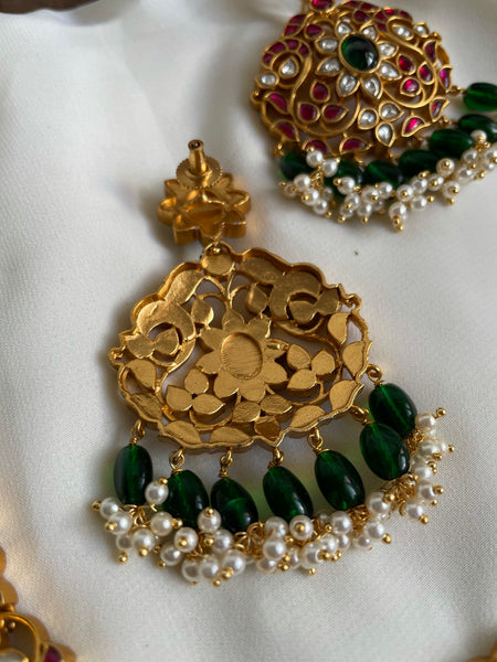 Premium Kundan jadau bridal necklace with Chaandbalis