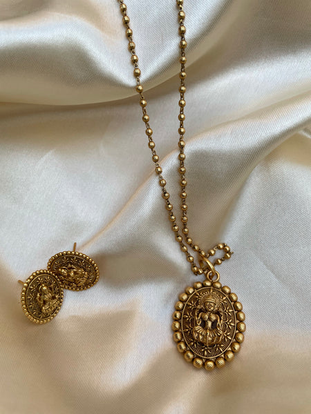 Antique Lakshmi pendant maala with studs