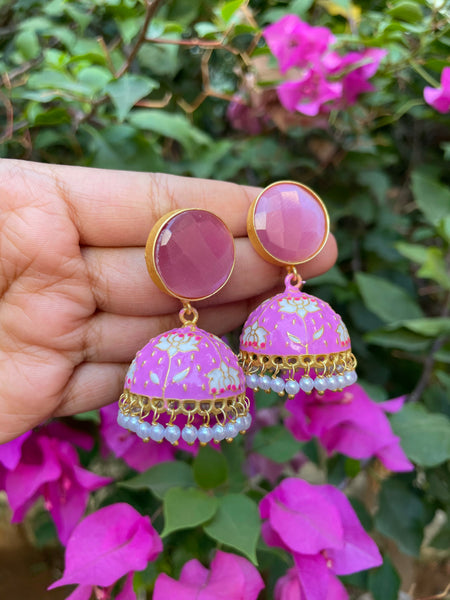 Candy top hand painted Jhumkas - 11 Color options