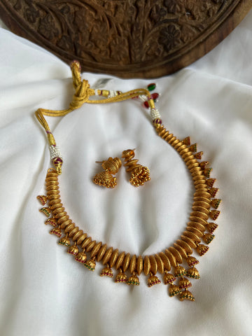 Matte Jhumka necklace set