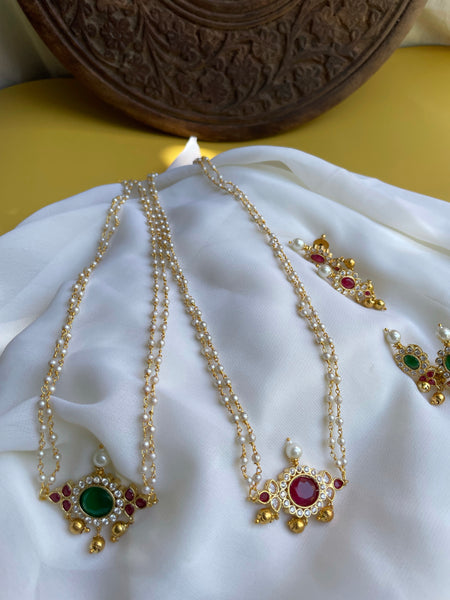 Pearl Mangal sutra with gold drops