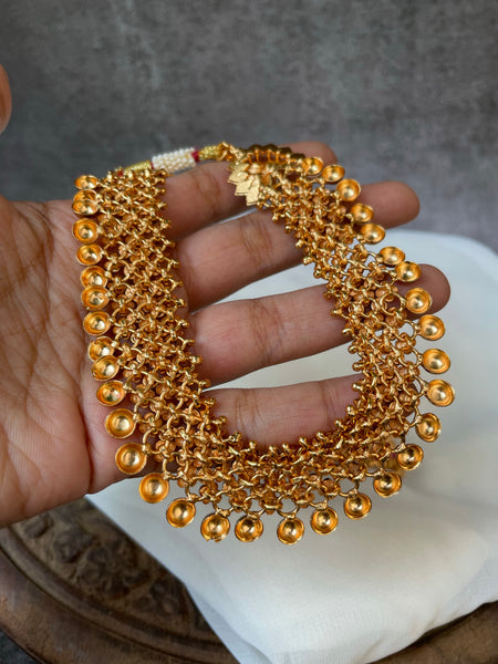 Gold like Ruby antique necklace with jhumkas
