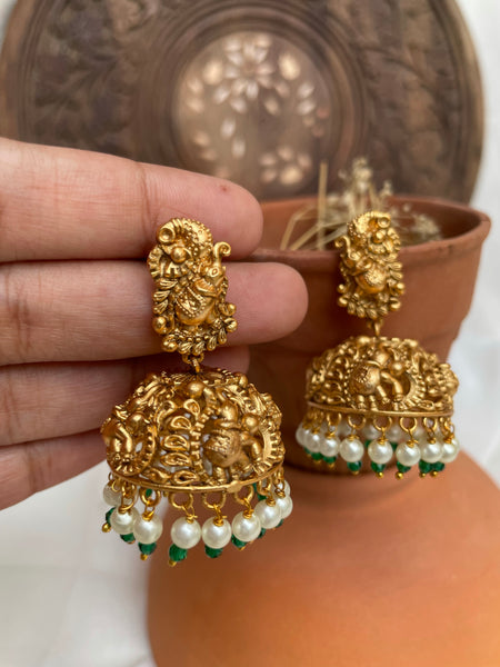 Temple jhumkas with elephant details