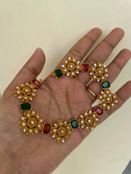 Designer stone flower choker with studs
