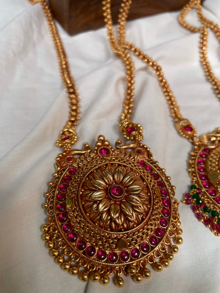 Antique Gold Haram with Jhumkas
