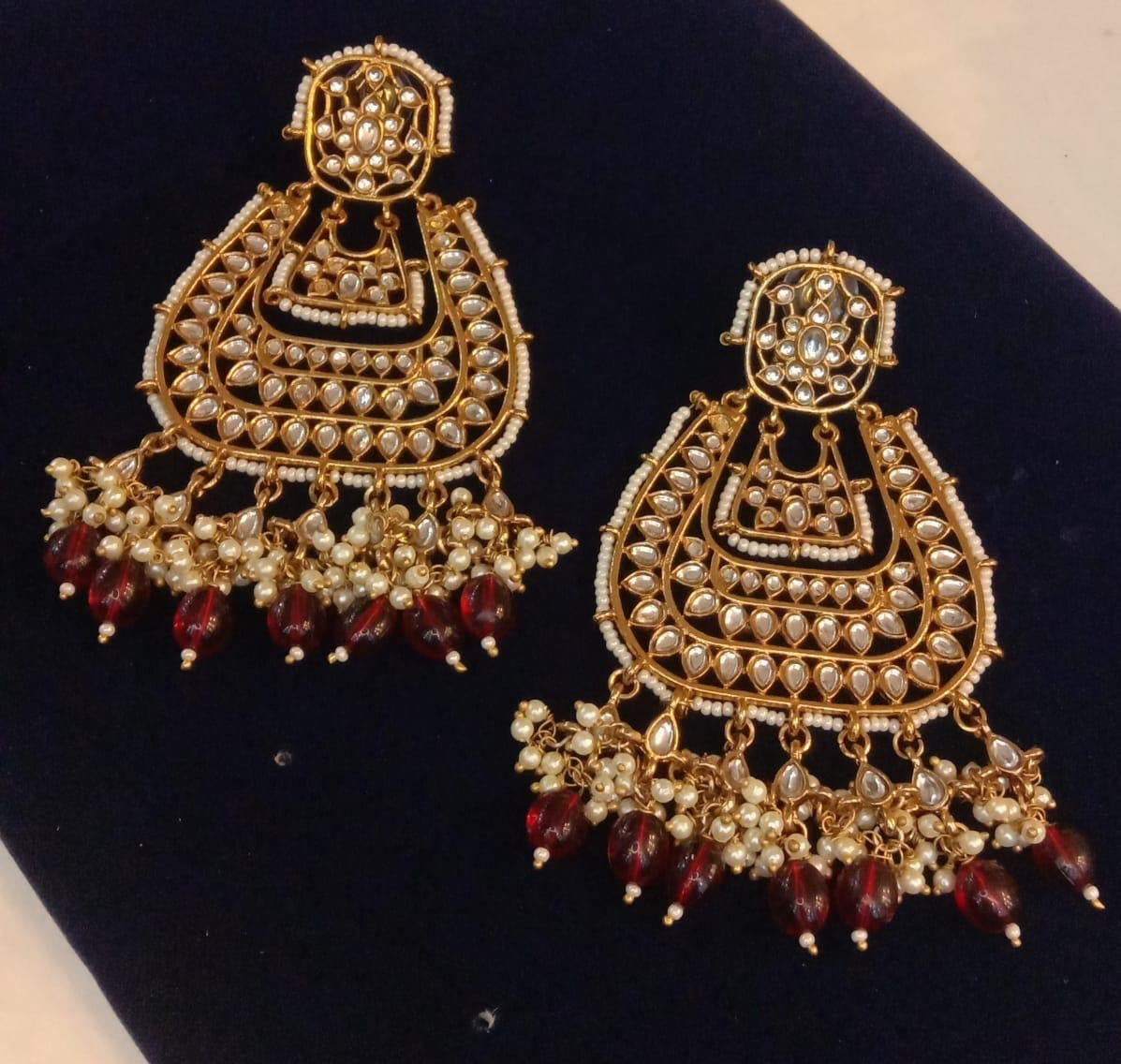 Kundan lookalike Chaandbalis with beads