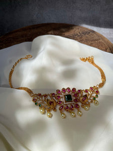 Square stone delicate choker with Jhumkas