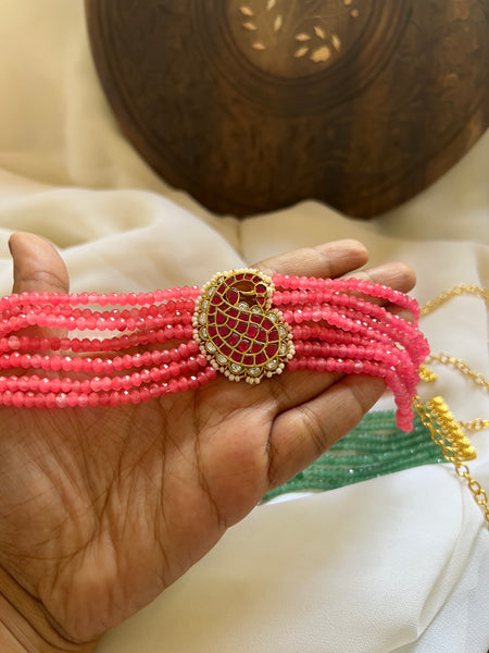 Kundan peacock pendant choker