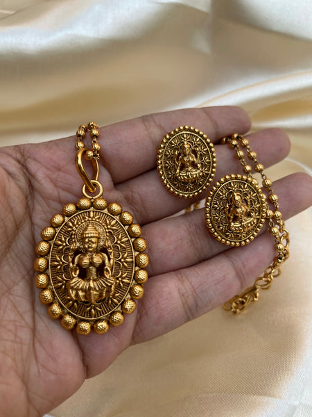 Antique Lakshmi pendant maala with studs