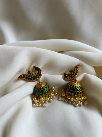 Kundan peacock bridal Jhumkas