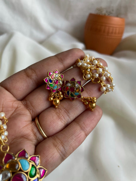 Kundan flower maala with studs