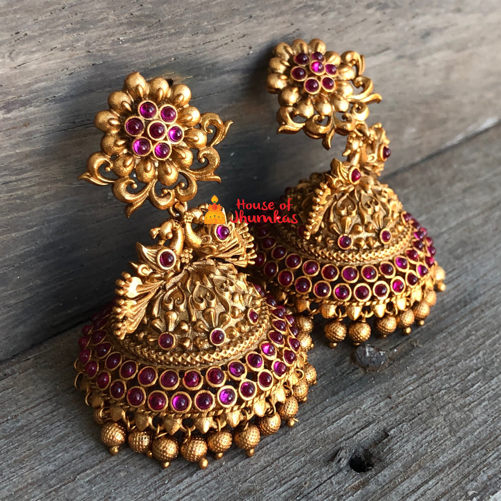 Designer Antique Kempu Jhumka Earrings – Violet & Purple Designer Fashion  Jewellery
